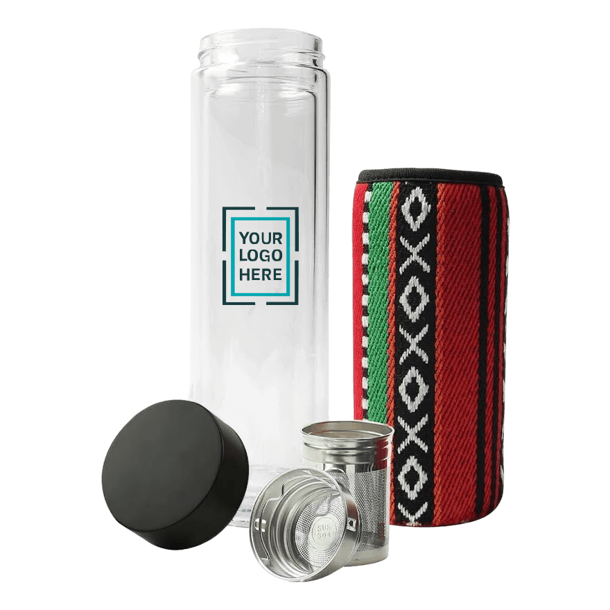 زجاجة زجاجية مزدوجة الجدار مع غلاف سدو - 500 مل - 3