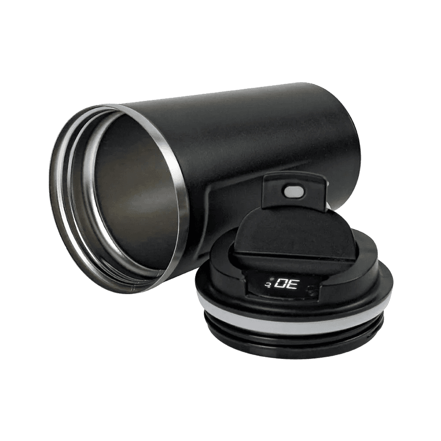 كوب من الفولاذ المقاوم للصدأ باللون الأسود مع غطاء وشاشة رقمية لدرجة الحرارة - 2