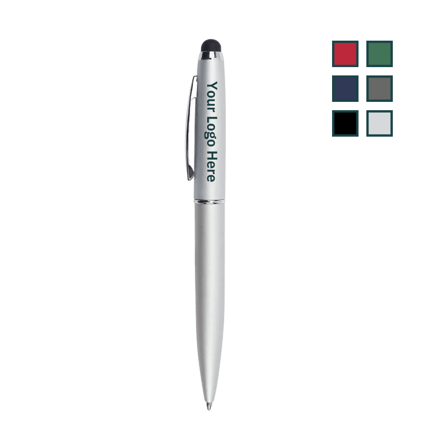 قلم معدني مغلف بالمطاط مع قلم لمس - 3