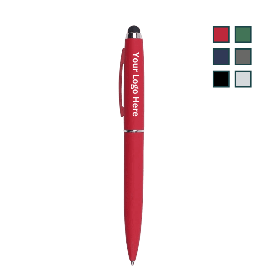 قلم معدني مغلف بالمطاط مع قلم لمس - 4