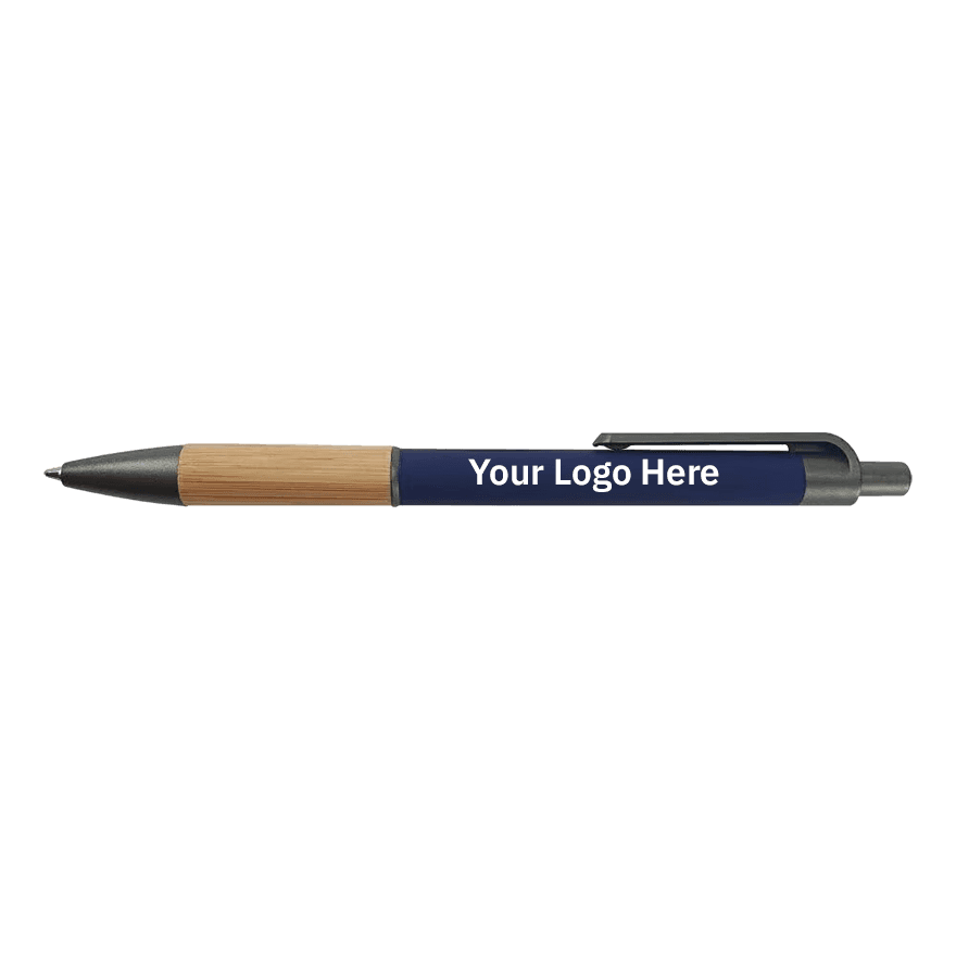 قلم حبر جاف مع زر دفع ومقبض من الخيزران - 4