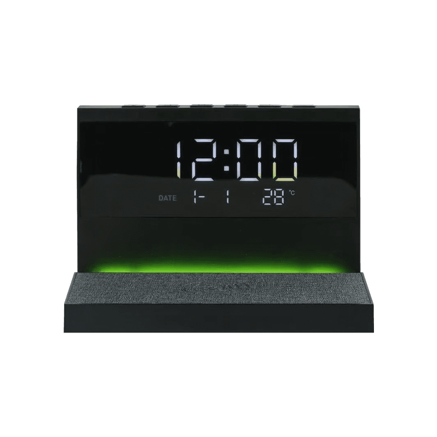 شاحن لاسلكي متعدد الوظائف مع ساعة وإضاءة ليلية LED - 3