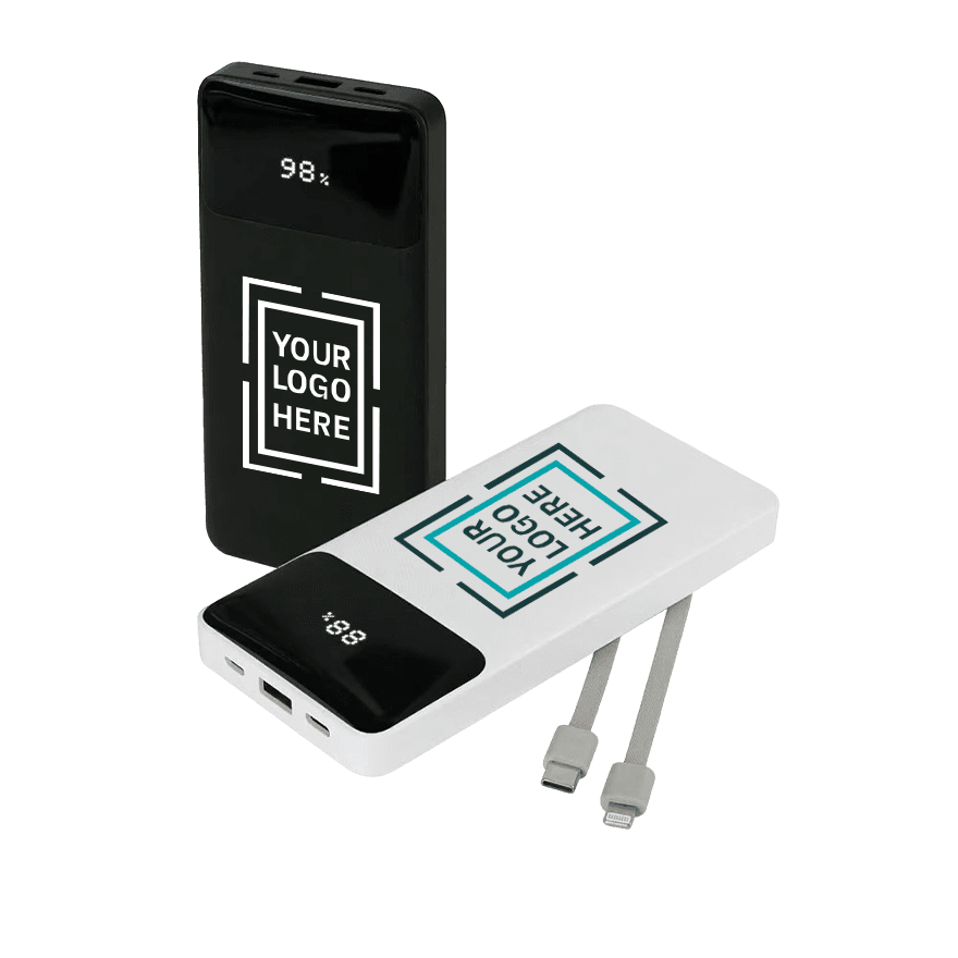 باور بانك 10,000 مللي أمبير بشاشة LED وكابلات مدمجة - 2