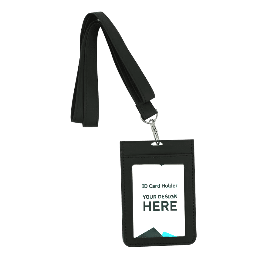 حامل بطاقة هوية قابل للطي من جلد PU مع رباط وخطاف - 4