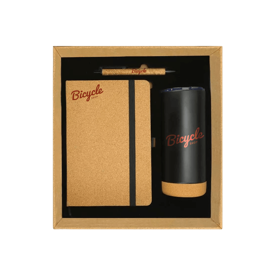 مجموعة هدايا الفلين تتضمن دفتر A5، قلم ، كوب - 2