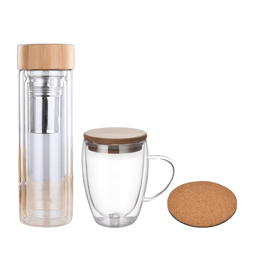 مجموعة هدايا زجاجية مع غطاء البامبو صديق للبيئة - 4