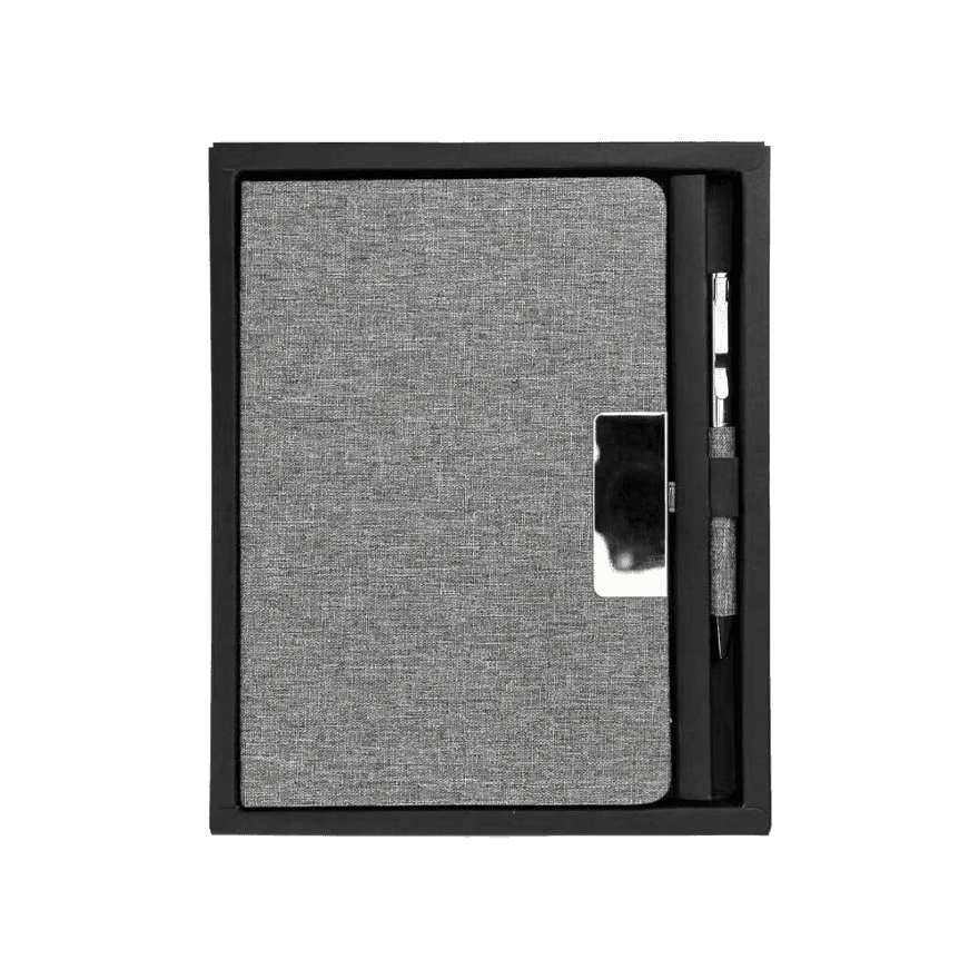 مجموعة هدايا دفتر وقلم من RPET مع صندوق كرتوني أسود - 2