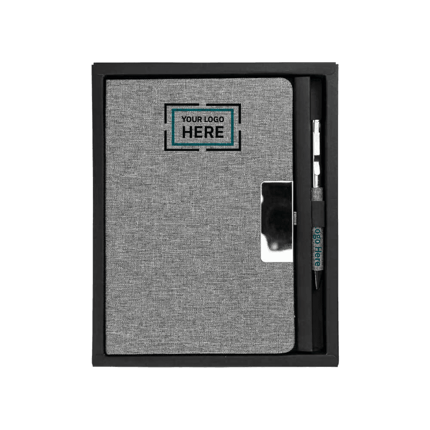 مجموعة هدايا دفتر وقلم من RPET مع صندوق كرتوني أسود - 4