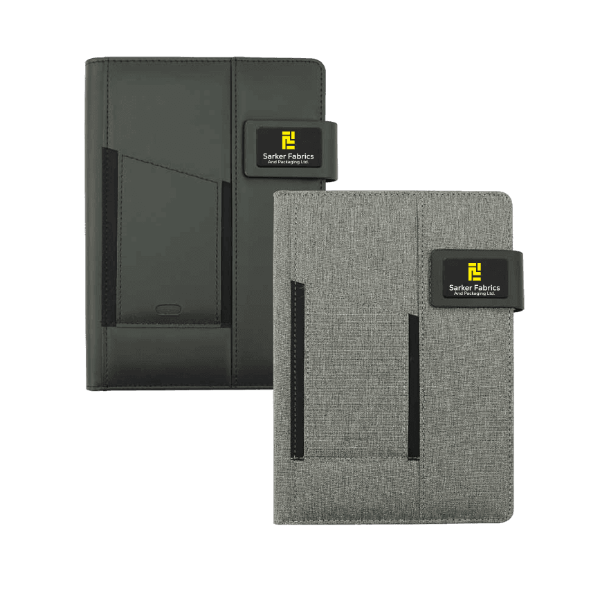 دفتر بغطاء PU أو قماش رمادي مع قفل مغناطيسي - 2