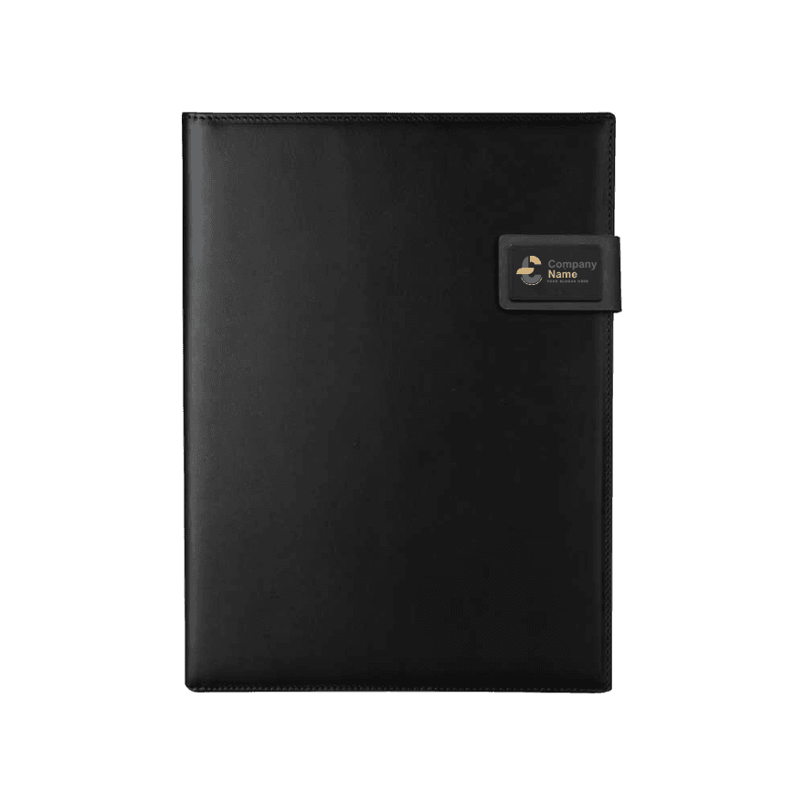 محفظة بورتفوليو من جلد PU وقماش أسود مع قفل مغناطيسي معدني - 2