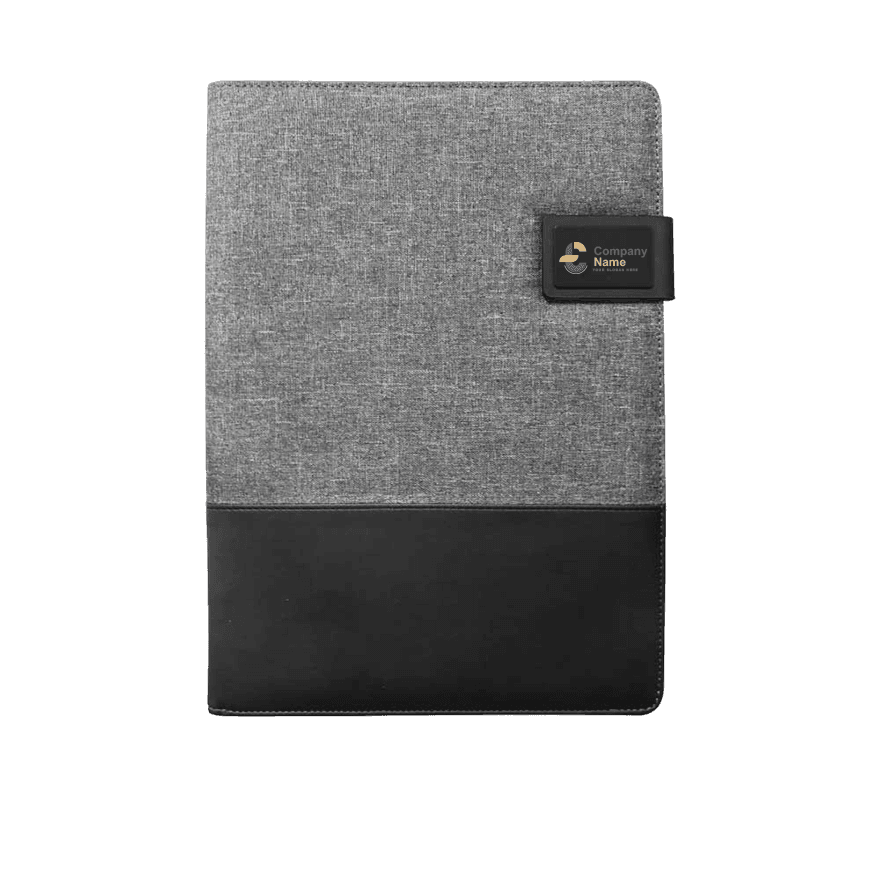 محفظة بورتفوليو من جلد PU وقماش أسود مع قفل مغناطيسي معدني - 3