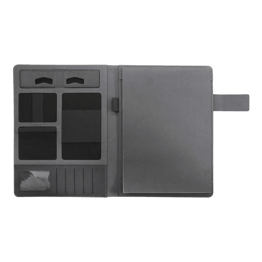 محفظة بورتفوليو من جلد PU وقماش أسود مع قفل مغناطيسي معدني - 4