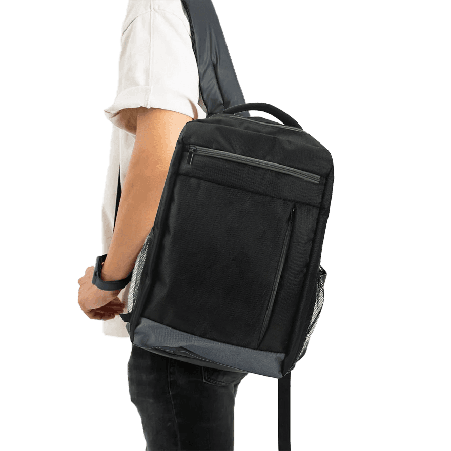 حقيبة ظهر بوليستر بسحاب وجيوب أمامية - 4