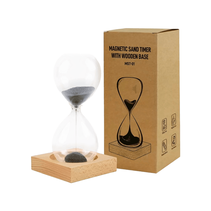 ساعة رملية بقاعدة خشبية - 2